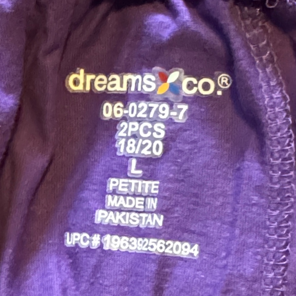 Dreams Co Purple V-Neck Lounge Set 18/20 Petite - Picture 3 of 6
